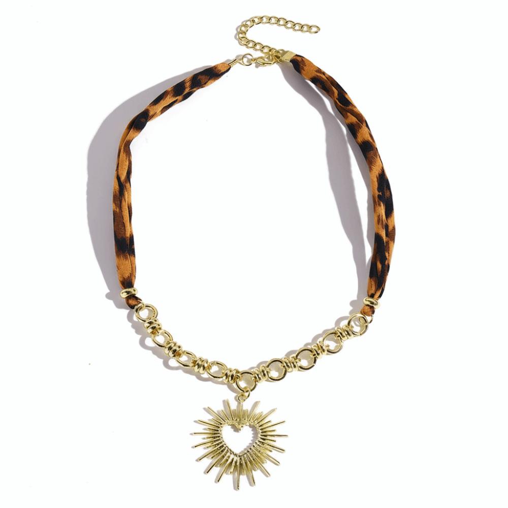 Bohemian Scarf Necklace Heart Charm Scarf Chocker Stackable Jewelry Charm Necklace  Daily