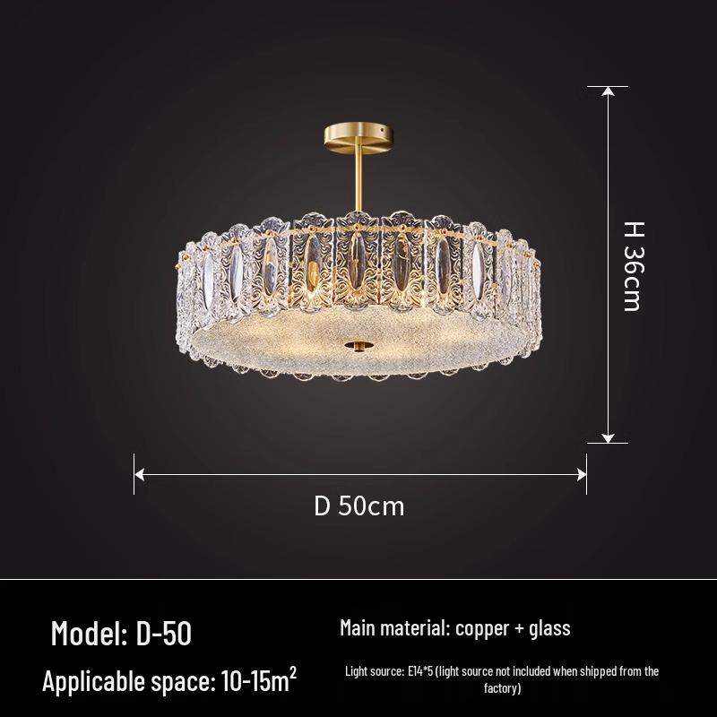 Nordic Copper Crystal Chandelier - Luxury French Design for Entrance, Balcony, Bedroom, or Cloakroom