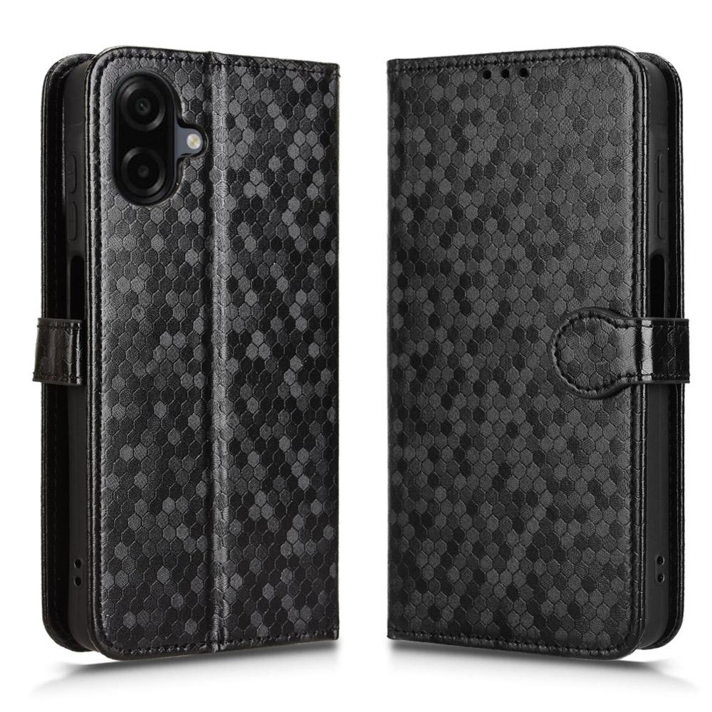 

For Samsung Galaxy A07 4G Wallet Case Dot Pattern Imprint PU Leather Phone Cover with Wrist Strap Black