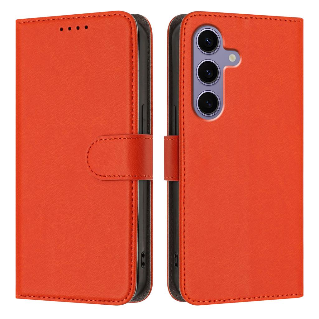 For Samsung Galaxy S25/Galaxy S24 Leather Case Solid Color Phone Cover with Wallet
