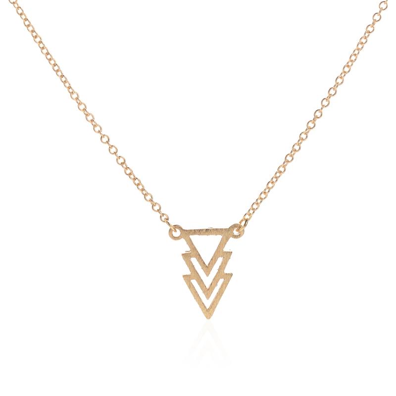 Shuangshuo New Fashion Chokers Vintage Three Triangle Pendant Necklaces for Women Geometric Long Chain Choker Necklace N077