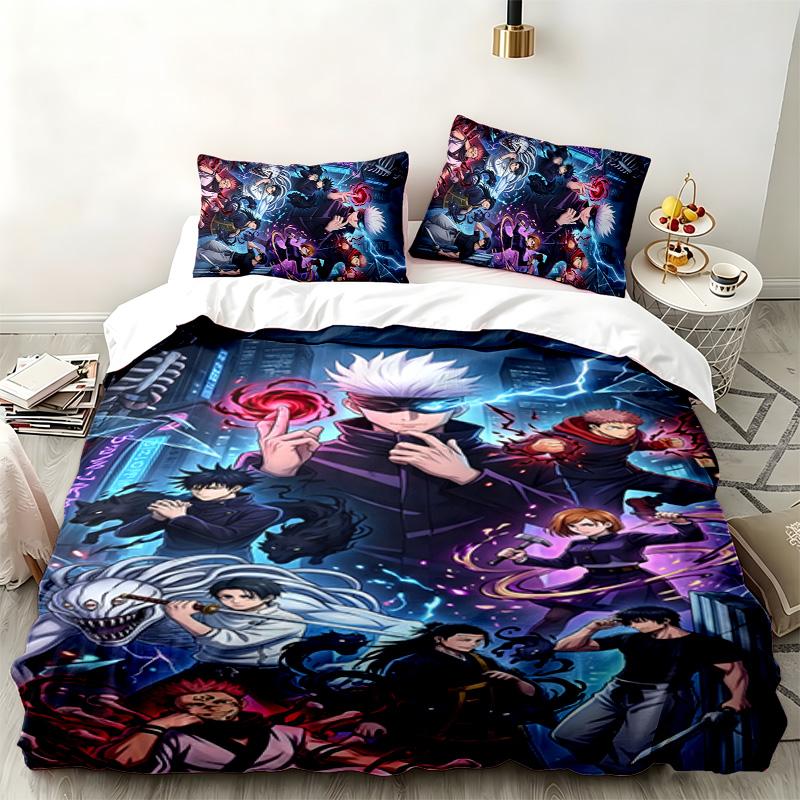 Set da 3 pezzi di Jujutsu Kaisen Perfetto per l'uso in camera da letto Comodo set letto include una copripiumino e due federe Ideale come regalo di compleanno o di Natale