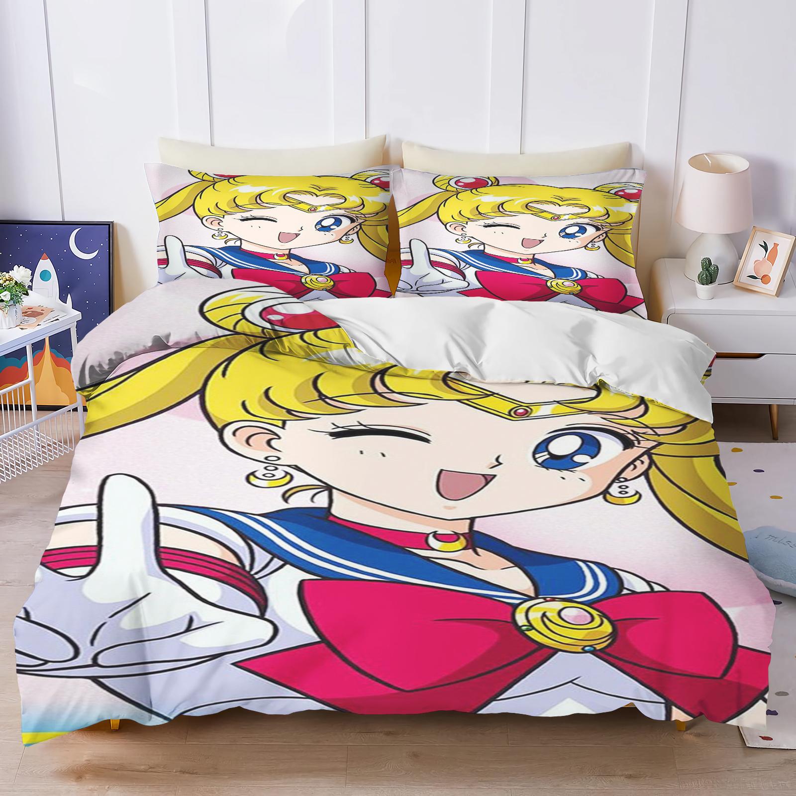 

Cartoon Anime Duvet Cover Beautiful Girl Set Kawaii Holiday Gifts Quilt Covers Pillowcase Set Kids Bedding Set Room Decor 90X200cm