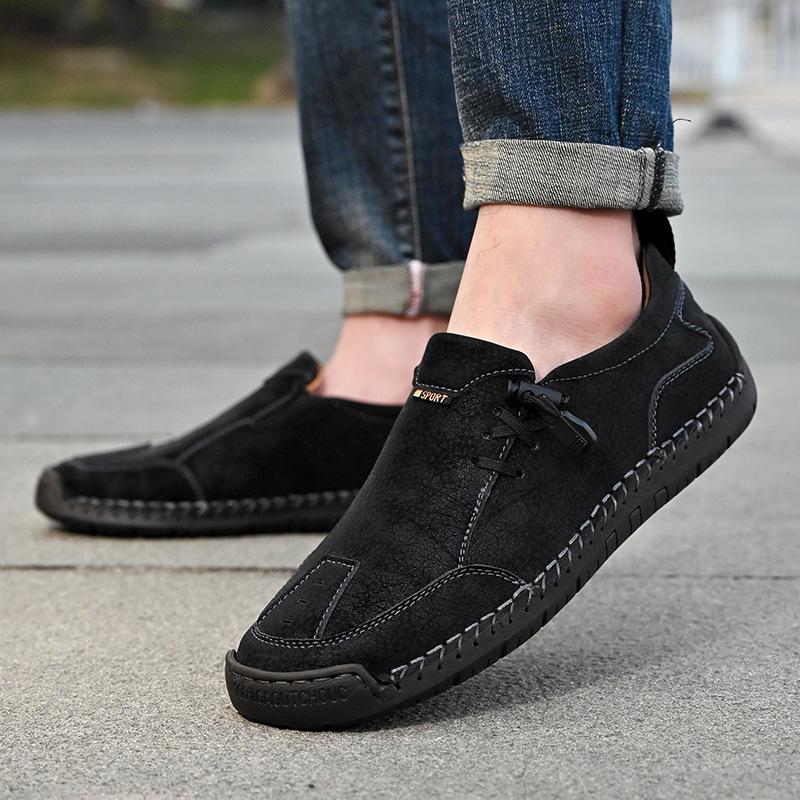 Men's Leather Shoes Outdoor Handmade Men's Shoes Fashion Versatile Lazy Shoes Genuine Leather Loafer Casual Large Size Men's Leather Shoes