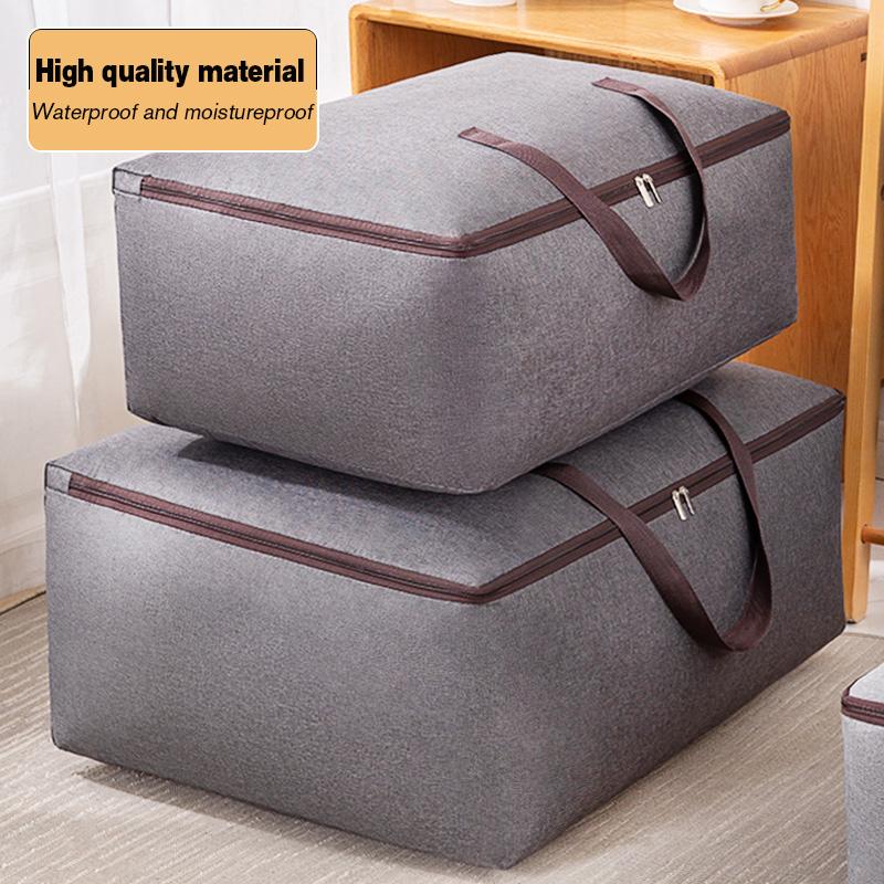 HuaCan Storage Bag Large Capacity Clothing and Quilt Storage Bag Household Non-woven Fabric Organizer Clothes Quilt Blanket Sorting Storage Basket