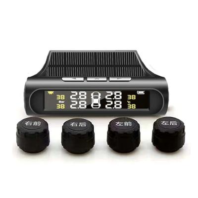 Solar Tire Pressure Detector Car Wireless Tire Pressure Monitor Monitoring System Waterproof with 4 Sensors Alarm Function