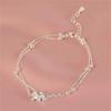 925 Silver Double Layer Bead Bracelet Women Retro Korean Designer Zircon Bowknot Chain Party Jewelry Gift