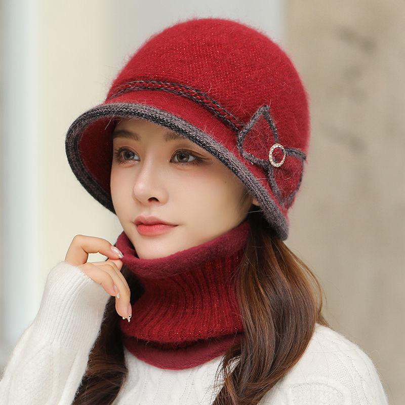 Warm Velvet Rabbit Fur Knitted Hat for Seniors - Winter