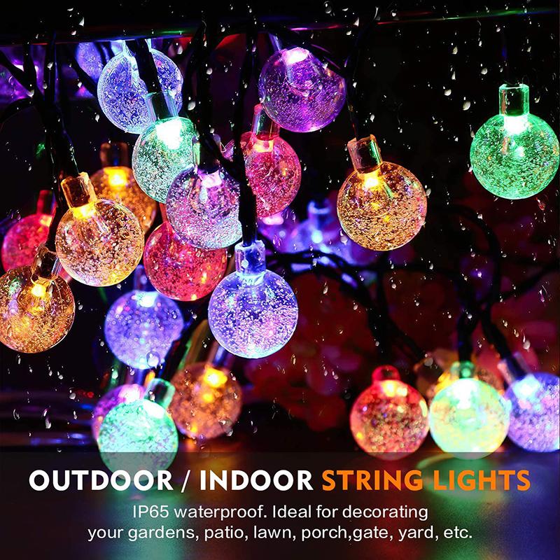 Outdoor Globe Christmas Garden Light 23FT 50LED 8 Modes Waterproof Crystal Balls Starry Light Solar String Light