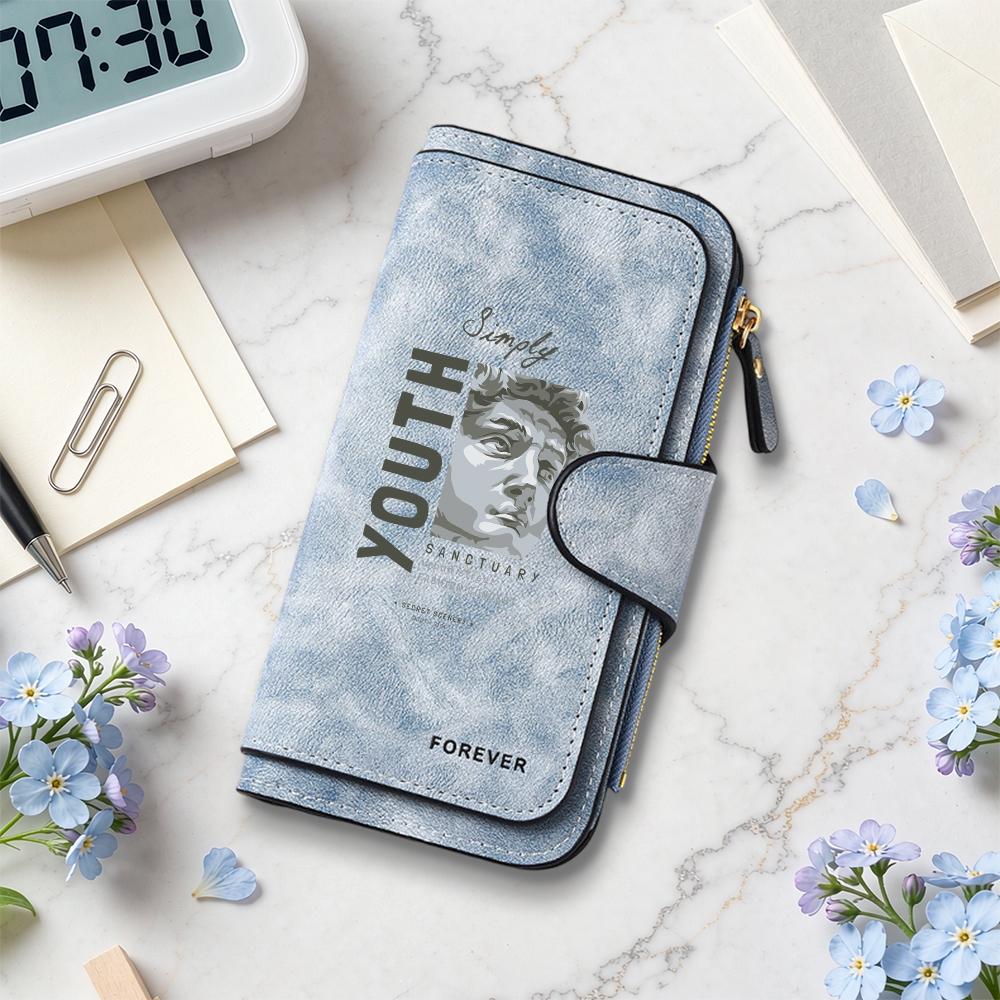 Fashion PU Long Wallet Youth Printed Multi Card Slot Portable Large Capacity Purse for Daily Use