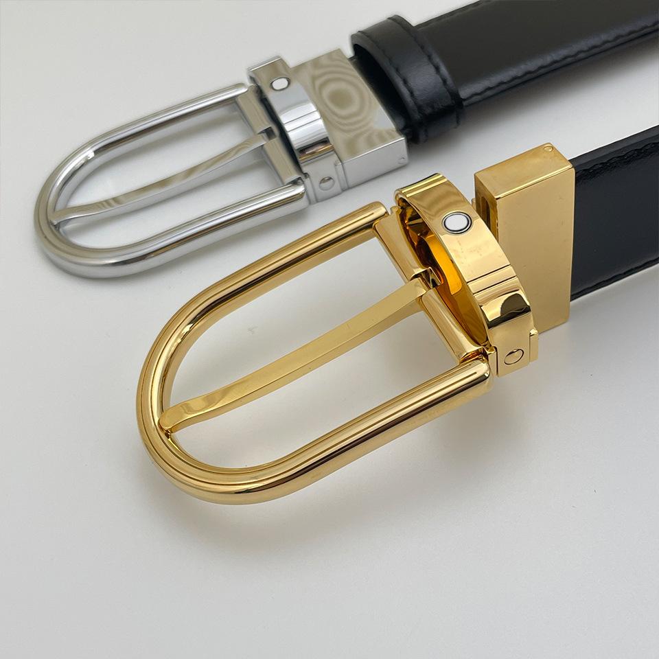 Premium Belt Men'S Pin Buckle Genuine Leather Belt Men'S Double-Sided Available Business Dress Casual Pants Belt