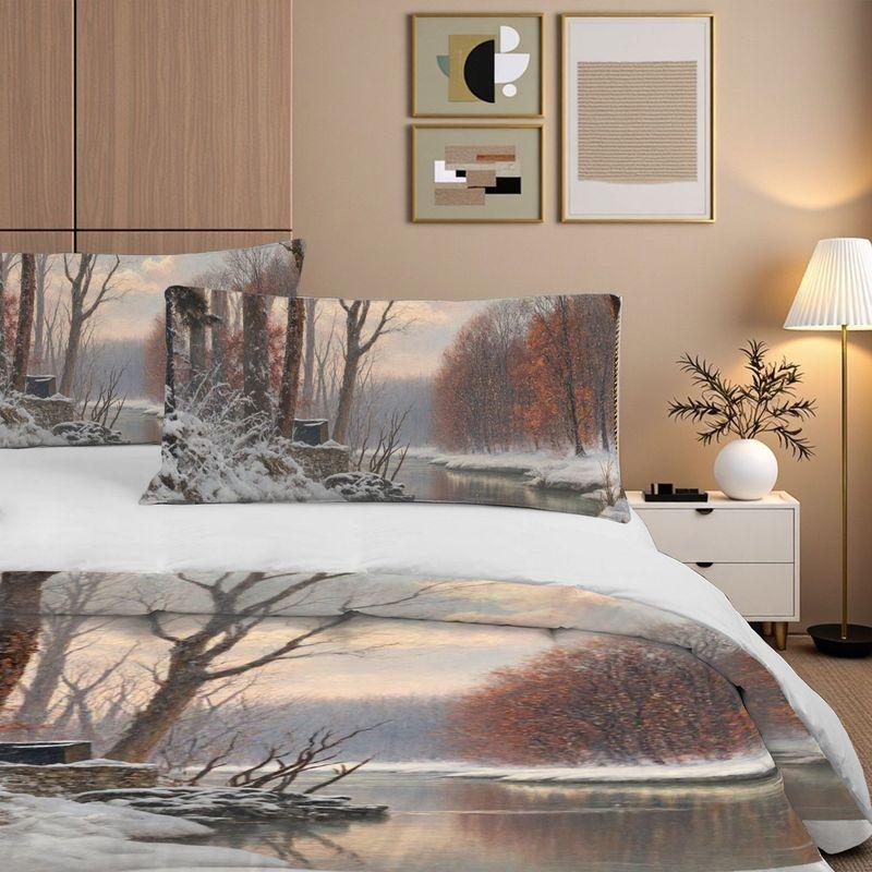 3-Piece Bedding Pillowcase Quilt Cover Set Winter Snow 2D Digital Printing Suitable For Bedroom Hotel Dormitory Decoration