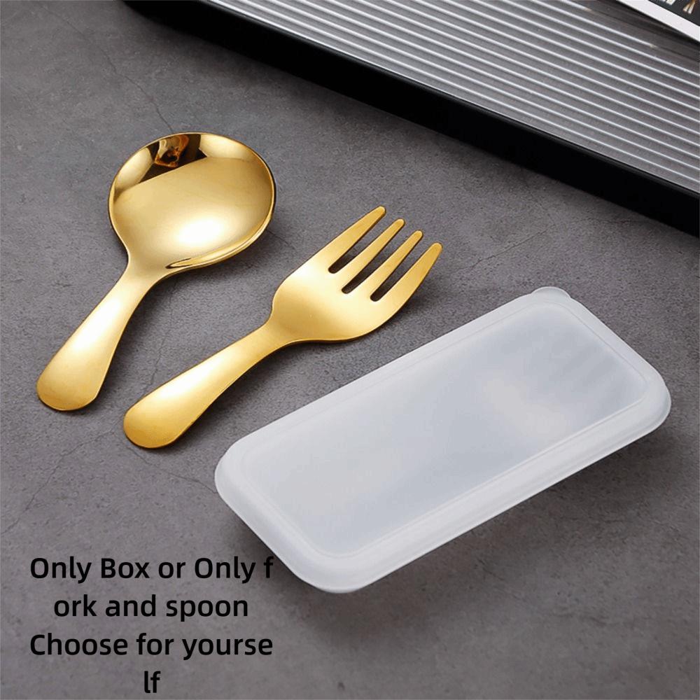 304 Stainless Steel Tableware Storage Case Cooking Supplies Durable Spoon Fork Set Dessert Fruit