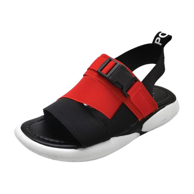 

Popular spot sports flat sandals female student Korean version 2025 new summer versatile thick bottom Internet celebrity beach 40 красный