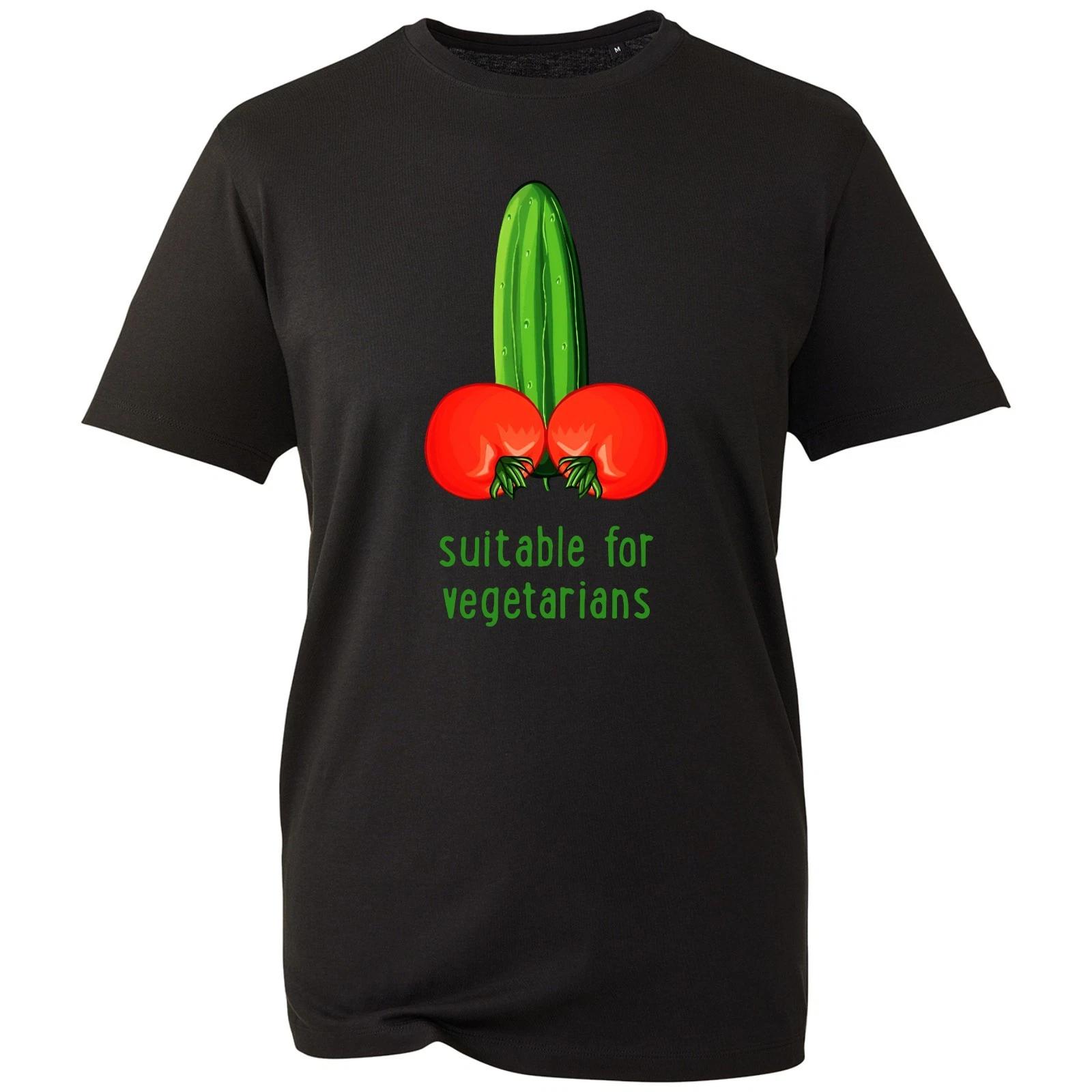 Suitable For Vegetarians Mens Funny T-Shirt Naughty Joke Rude Gift Present Top S