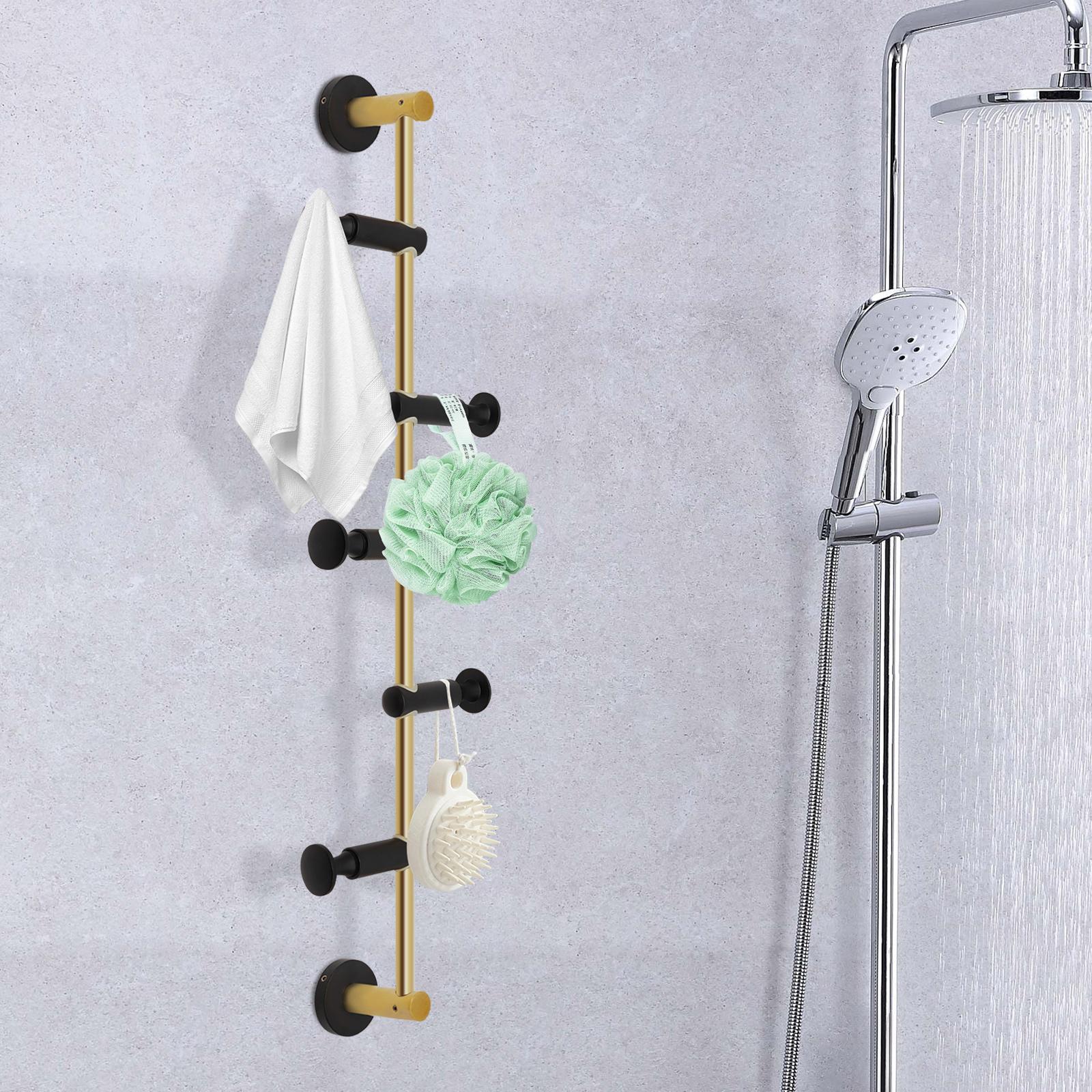 

5 Hooks Brass Coat Rack,Gold/Black/Brassy Wall Mounted Vertical Coat Rack Adjustable for Entryways,Bedrooms
