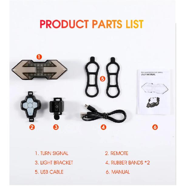 Wireless Remote Turn Signal Bicycle Light MTB Direction Indicator Smart LED Bike Taillight USB Rechargeable Cycling Rear Lamp