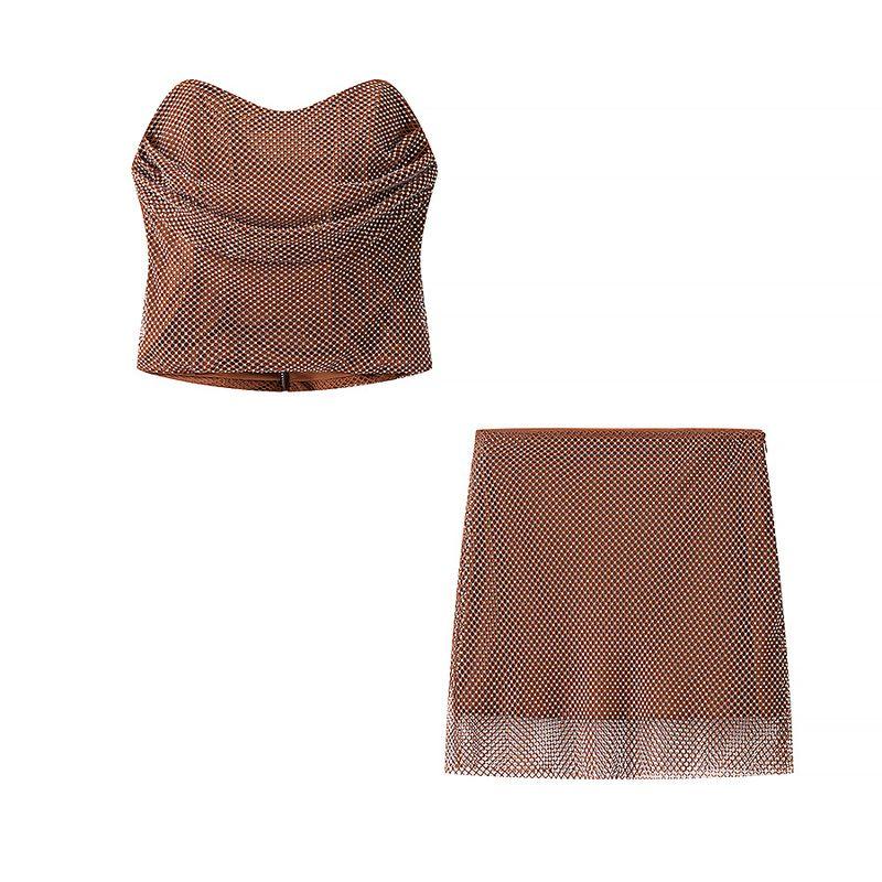 

Kaslead Новая женская одежда Западный стиль Мода Простой Сексуальный стиль Топ-труба Юбка Комплект Suit L