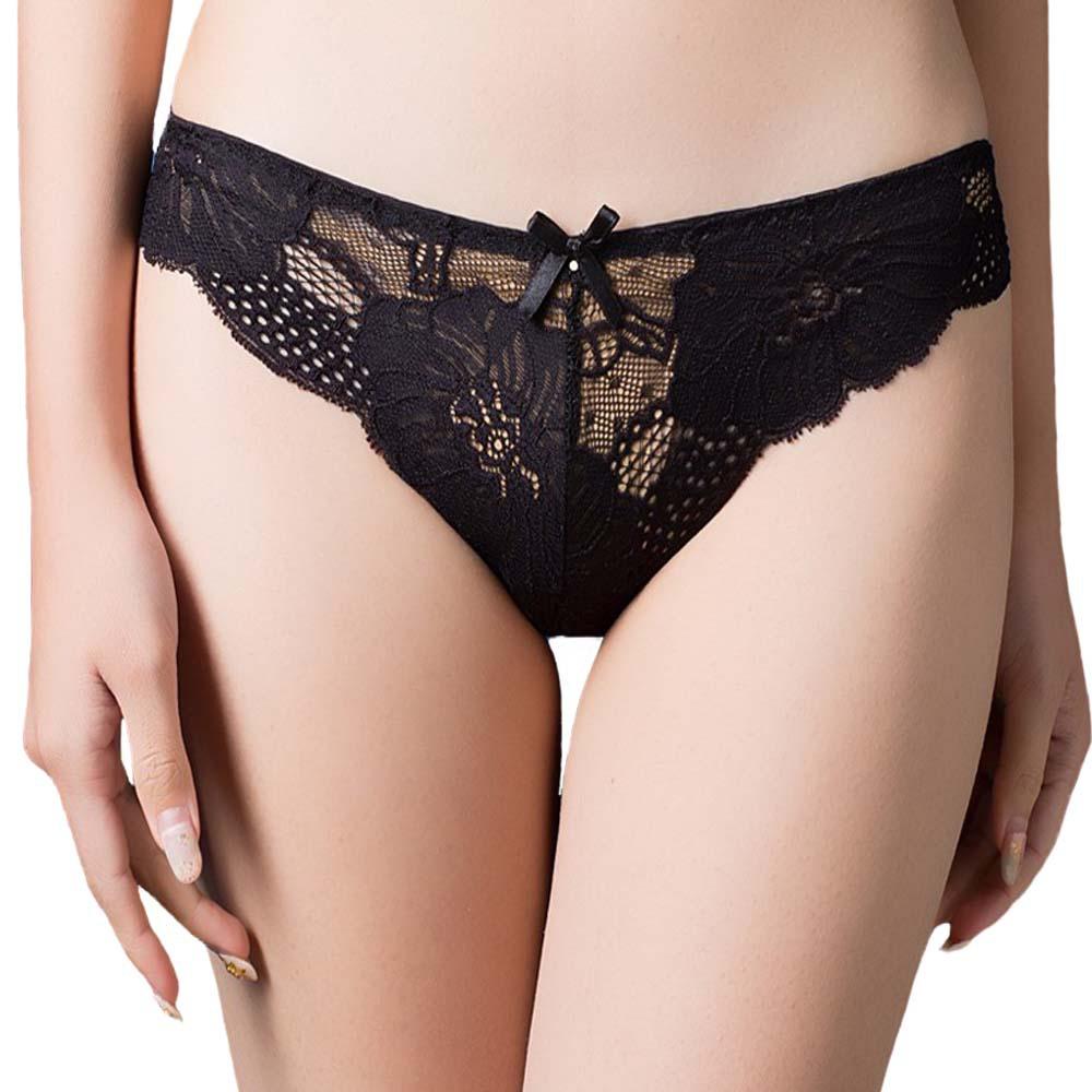 3pcs/lot Women's Sexy Hollow Lace Low Waist Triangle Panties Ruffle Edge Bow Underpants