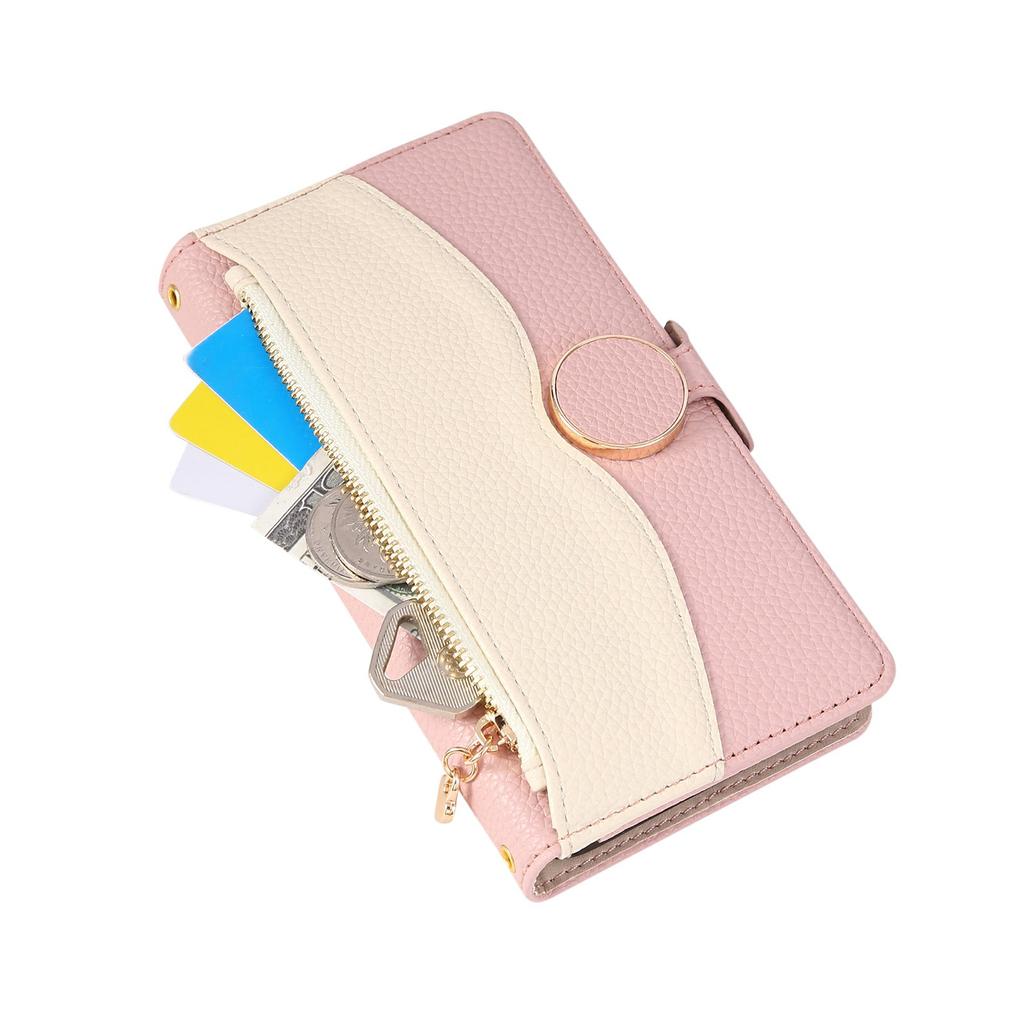 Phone Case For Honor Magic8 Lite 5G / X9d 5G / X70 5G Zipper Wallet Color Splicing TPU PU Leather Flip Phone Cover with Strap