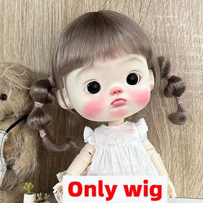BJD Wig Qbaby Blyth Amydoll Cute Soft Bangs Ponytail with Long Hair For Big Head Doll Dolls Toy Doll Accessories 10 Inches