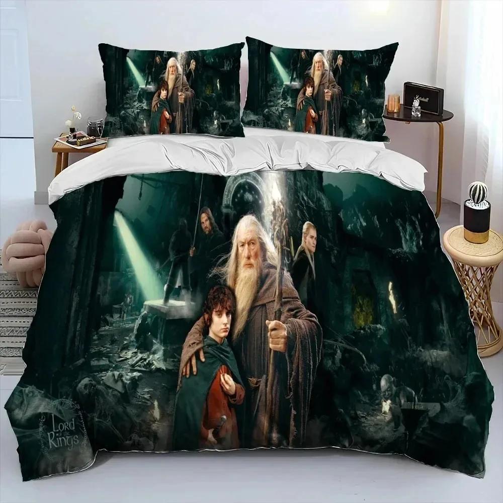 3D Print L-Lord of Rings H-Hobbit Bedding Set Duvet Cover Bed Set Quilt Cover Pillowcase Comforter King Queen Size Boys Adult