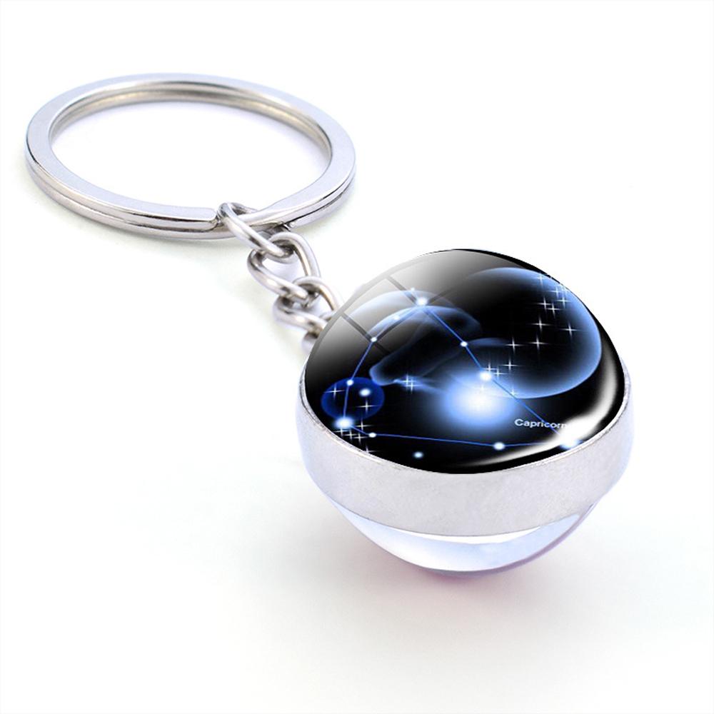 Holder Libra Scorpio Jewelry Leo Glass Ball 12 Constellation Zodiac Keychain Keychain Key Rings