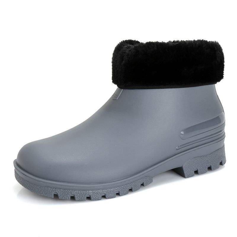 Couple Men's and Women's Short Tube Low-top Rain Shoes Women's Waterproof, Non-slip and Wear-resistant Kitchen Shoes Work Shoes Warm and Velvet Rubbe