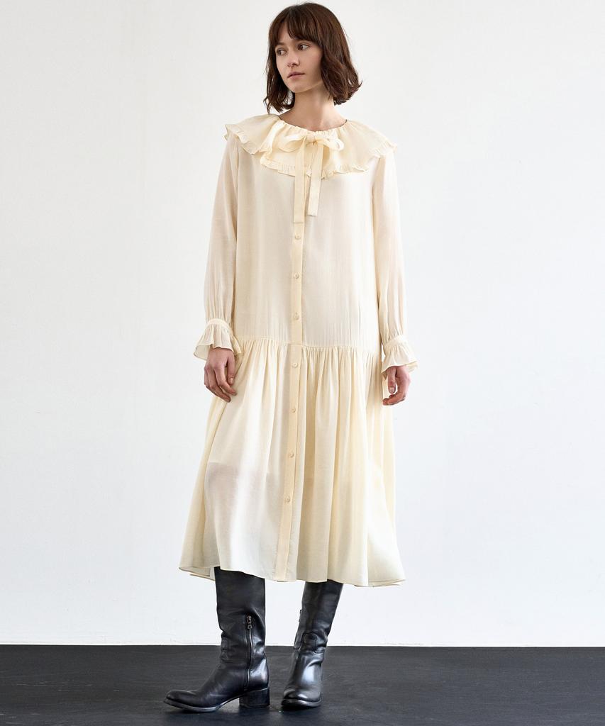 MITTE Sailor Ruffle Collor Dress_Cream