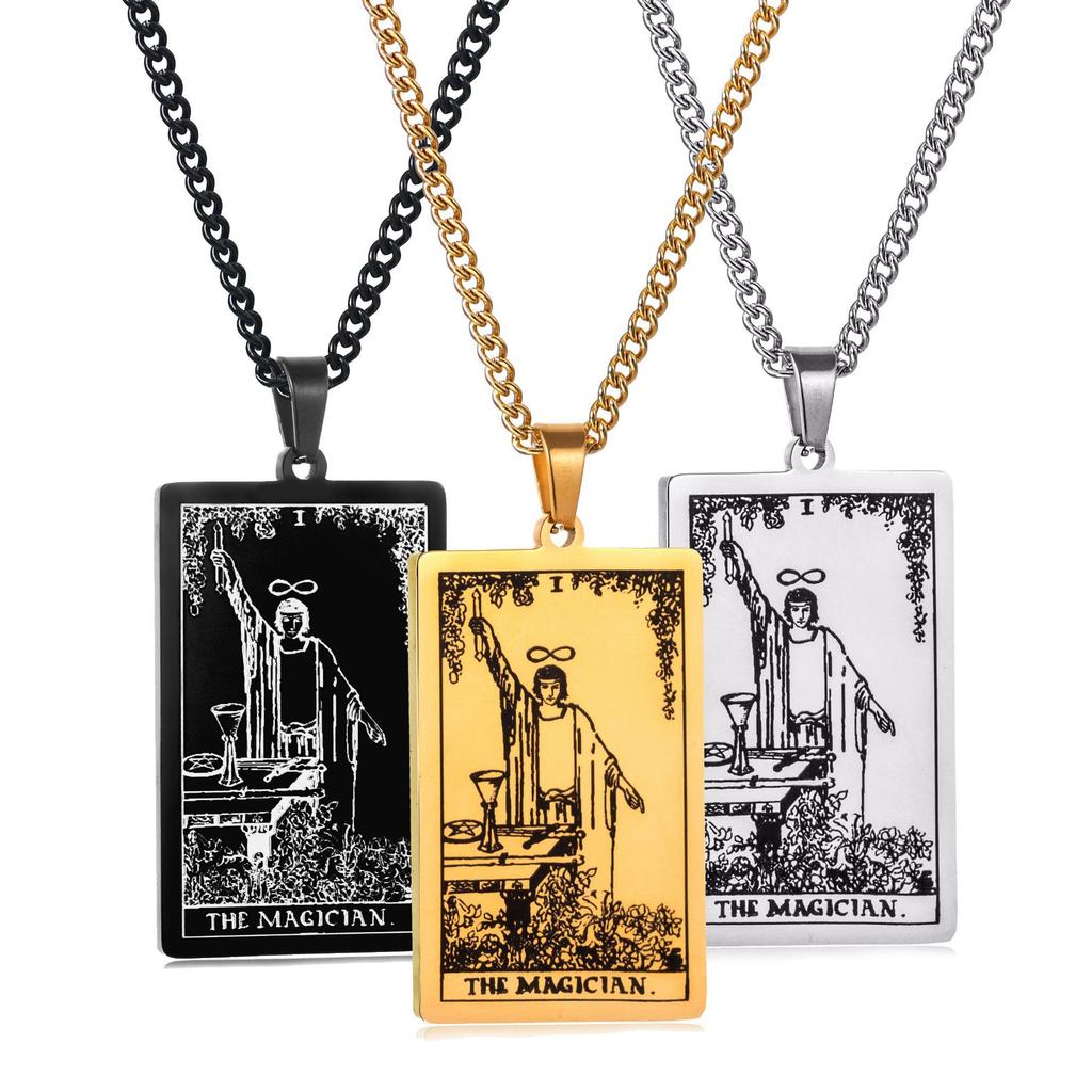 Pendant 22 Tarot Card Retro Fashion Men's Square Card Jewelry Necklace