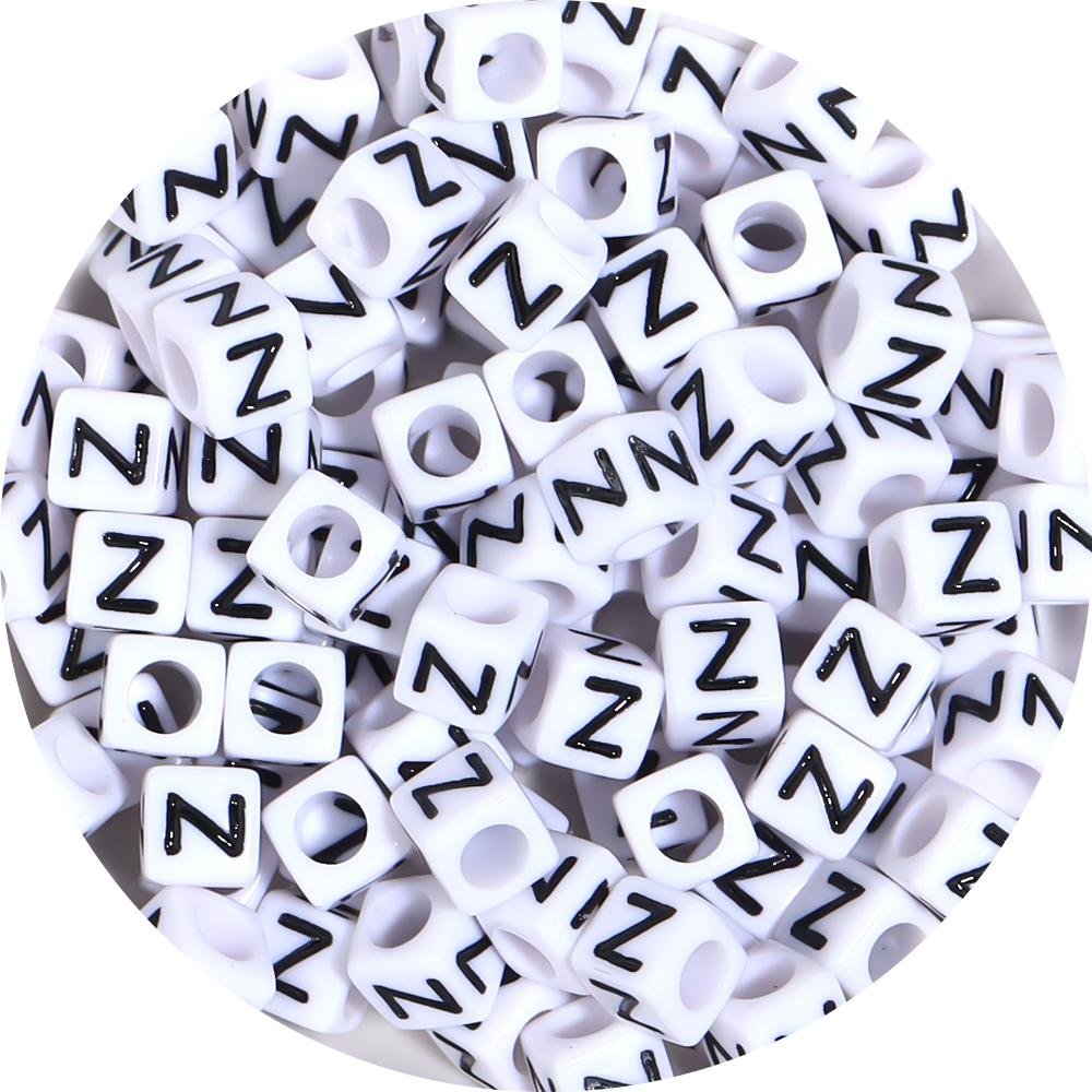 50-100pcs White And Black Color Letter Beads Alphabet Loose Beads Square Beads For Jewelry Making DIY Earring Bracelet Charm