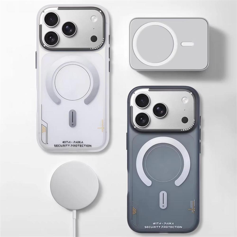 For Magsafe Matte Semi Transparent Phone Case for 17 Air 16 15 14 13 Pro Max Magnetic Wireless Charging Shockproof Cover