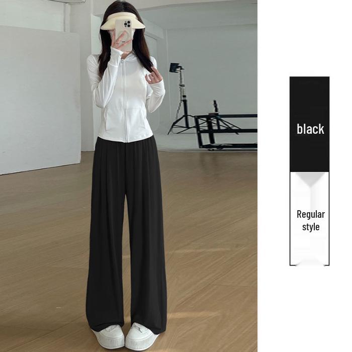 

Women s 2026 High-Waist Quick-Dry Ice Silk Sun Protection Pants - Summer Slimming, Loose, Wide-Leg, Sporty, Cool & Thin Medium чорний