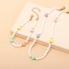 ins cold wind summer color pearl beaded necklace bracelet set, bohemian stacked neck chain