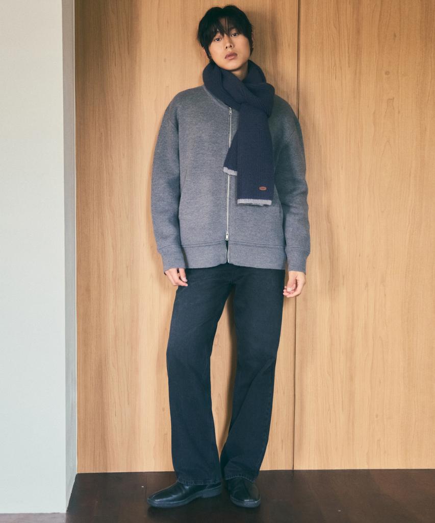Wednesday Oasis Varsity Wool Blend Two-Way Knit Zip-Up_Charcoal(Wc25-Kn42)