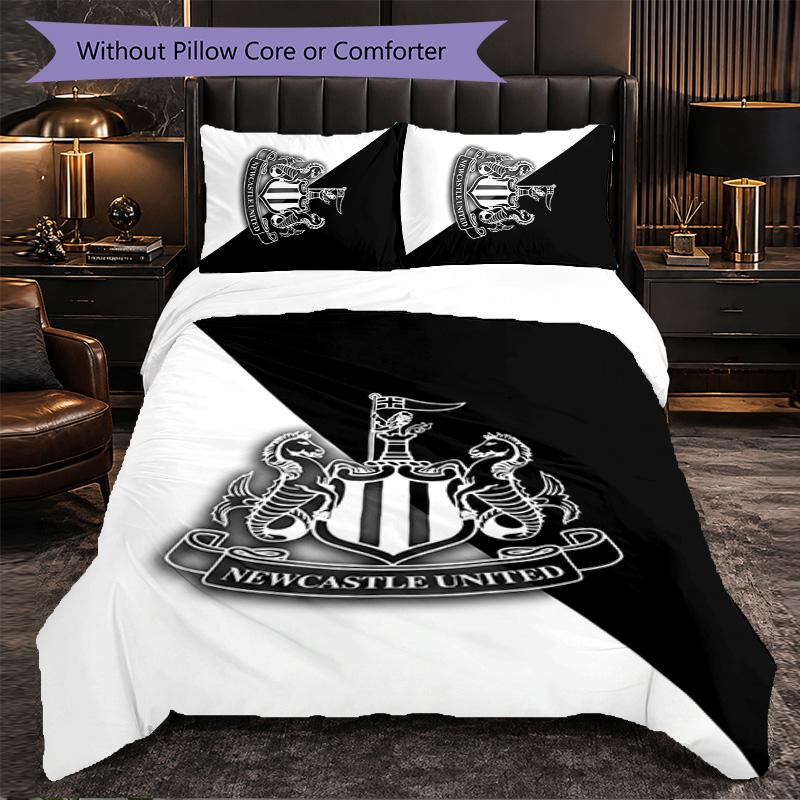 Set Biancheria da Letto Calcio Newcastle United 3 Pezzi Morbido Copripiumino con Federe Set Decorazione Camera da Letto per la Casa