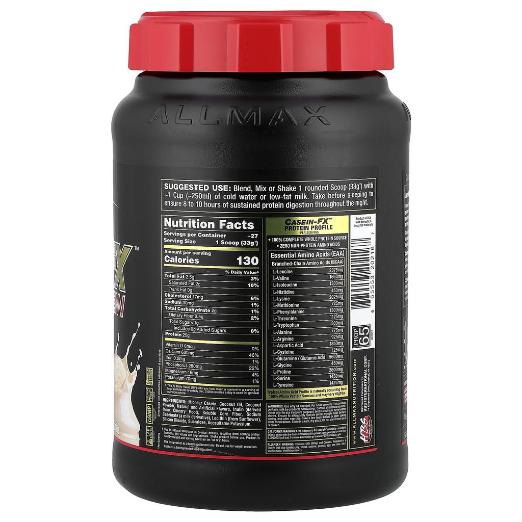 ALLMAX, Casein-FX Protein, 100% Casein Micellar Raw, Vanilla, 907 G (2 Lbs)
