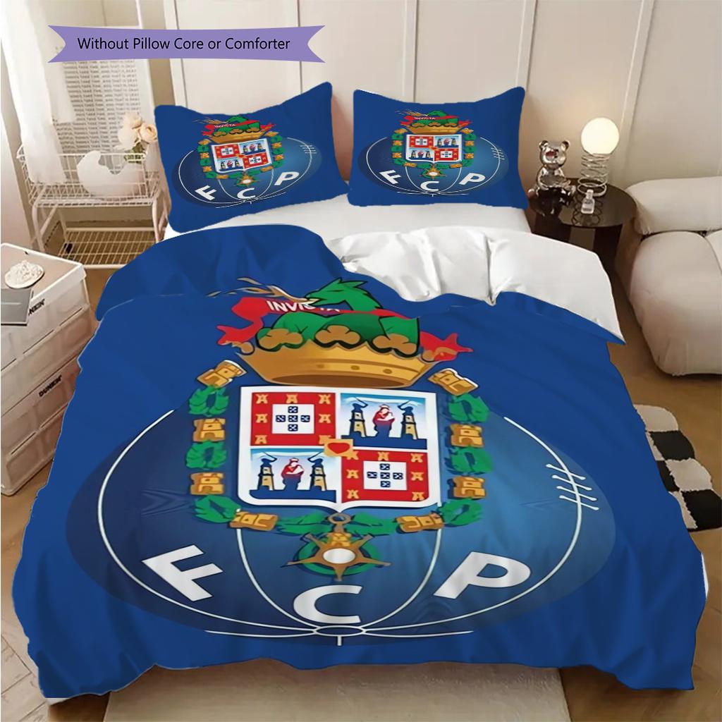 Porto Football Club Emblem Bedding (1 * duvet cover + 2 * pillowcase, without core) 2D Flat Christmas birthday gift Duvet cover and pillowcase