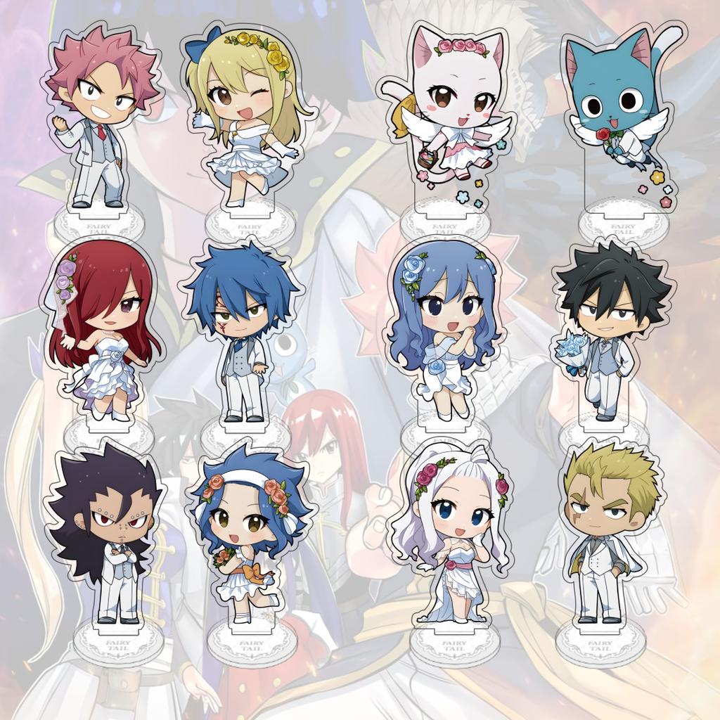 Anime FAIRY TAIL 10 Cm Acrylic Natsu Happy KEAI Elza Lucy Jellal Mirajane Standing Model Gray Desktop Decoration Fan Gift