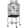 Bird Cage with Rolling Stand, Removable Tray & Feeders for Canaries Parakeets, 50x58x137-145 Cm, Black