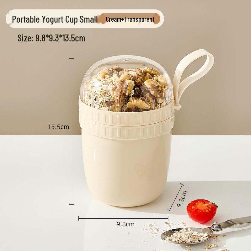 Double-Layer Yogurt Cup with Spoon - Chilled Oatmeal, Overnight Milkshake, Whole Grains, Cereal Breakfast Cup