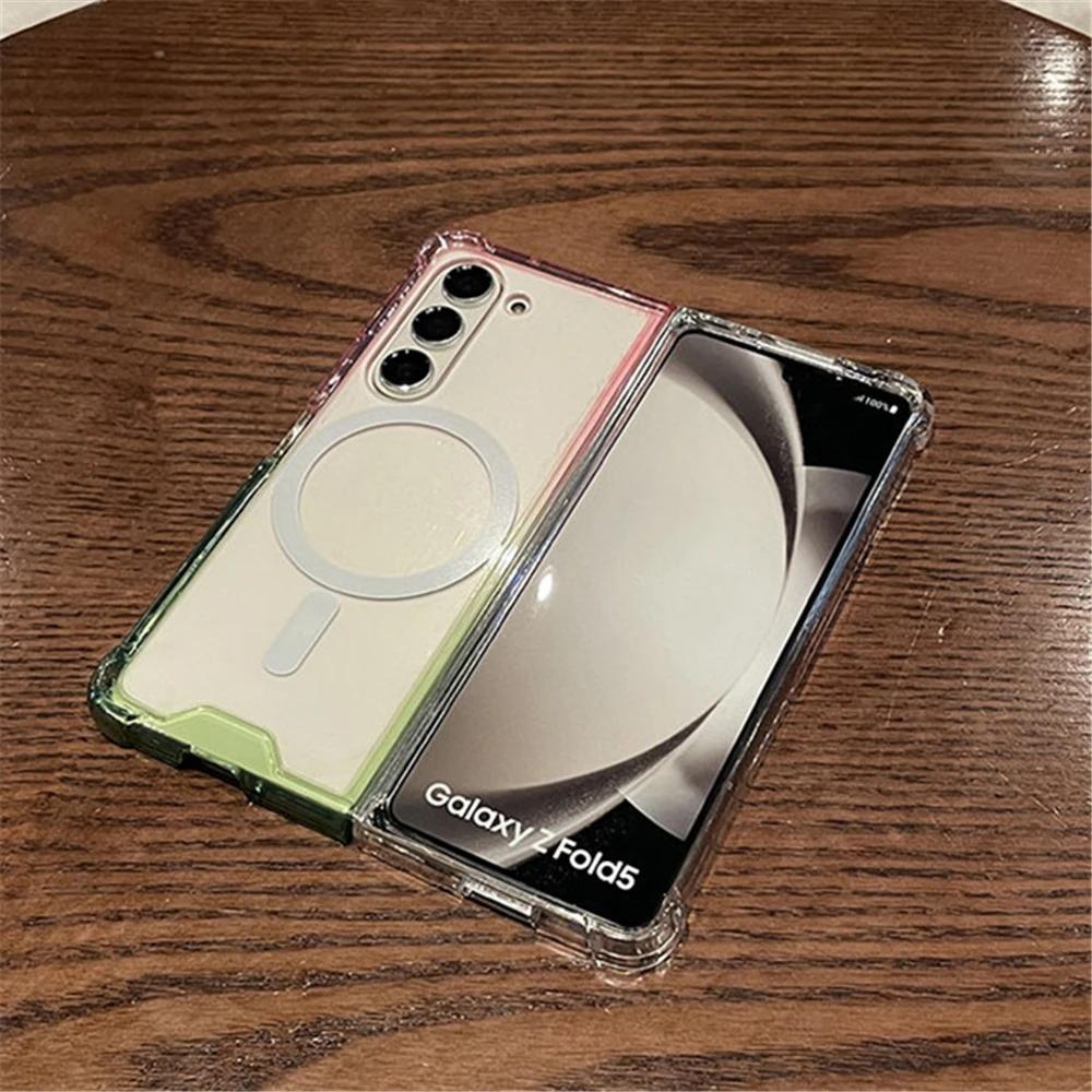 Gradient Candy Color Hyaline Shockproof Case for Samsung Galaxy Z Fold 7 6 5 4 3 5G for Magsafe Wireless Charging Protect Cover