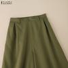 ZANZEA Womens Casual Solid Color Loose Wide Leg Pants