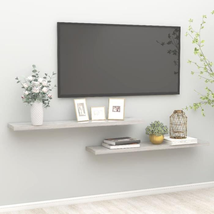 VidaXL Floating Wall Shelves 2 Pcs Concrete Grey 120x23.5x3.8cm MDF