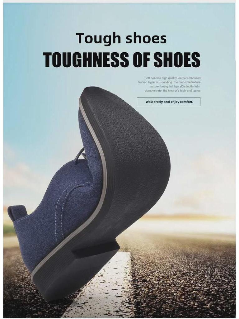 Men's Frosted Leather Lace-Up Casual Round Toe Shoes - Plus Size Available