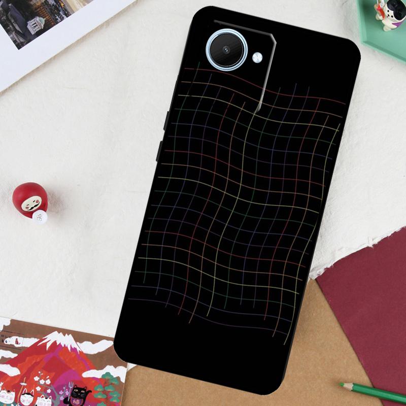Wavy Grid For Realme GT 7 Pro GT 6 5 6T 10 11 12 13 14 Pro Plus C61 C53 C51 C21Y C25S C75 C55 C67 Case