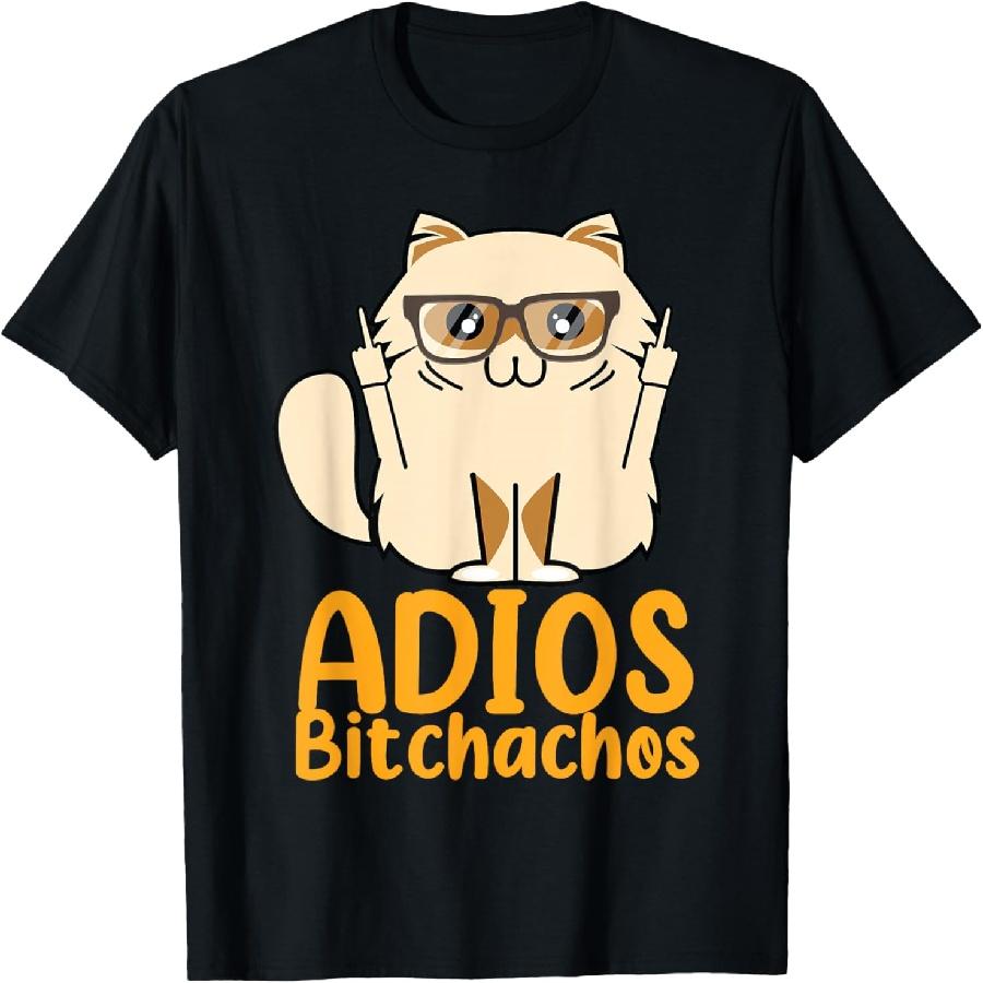 

Cinco De Mayo Tee Adios Bitchachos Cat Middle Finger Men Women T-Shirt XXXXXL чорний