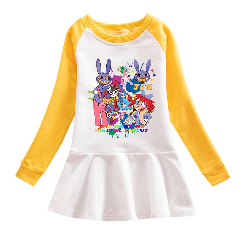2026 Korean Style Girls' Cartoon Long Sleeve Mesh Princess Dress for Spring and Autumn