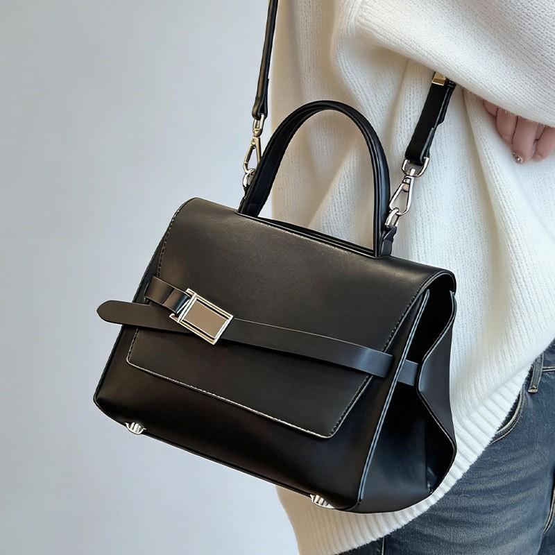 Womens PU Crossbody Bag Minimalist Urban Style Shoulder Handbag Daily Commute Black