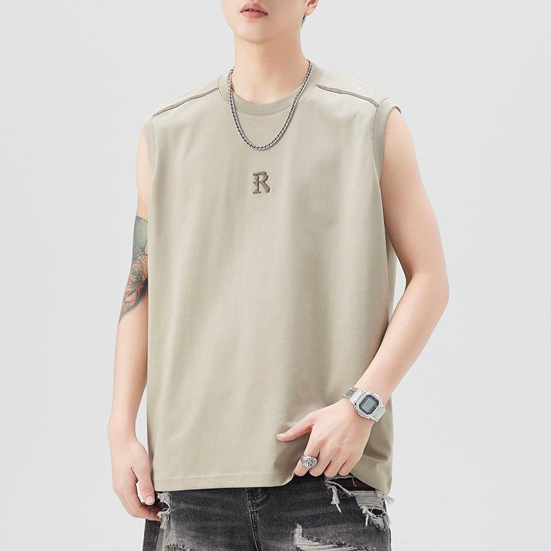 

Новая летняя майка для мужчин с круглым вырезом, вышитая яркой нитью, без рукавов, футболка в стиле ретро со спущенным плечом 4XL